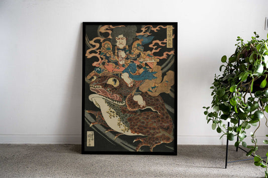 Samurai Sitting On Toad Asian Style Poster | Wall Art for Home & Office | High-Quality Print - High-Quality Visual Display