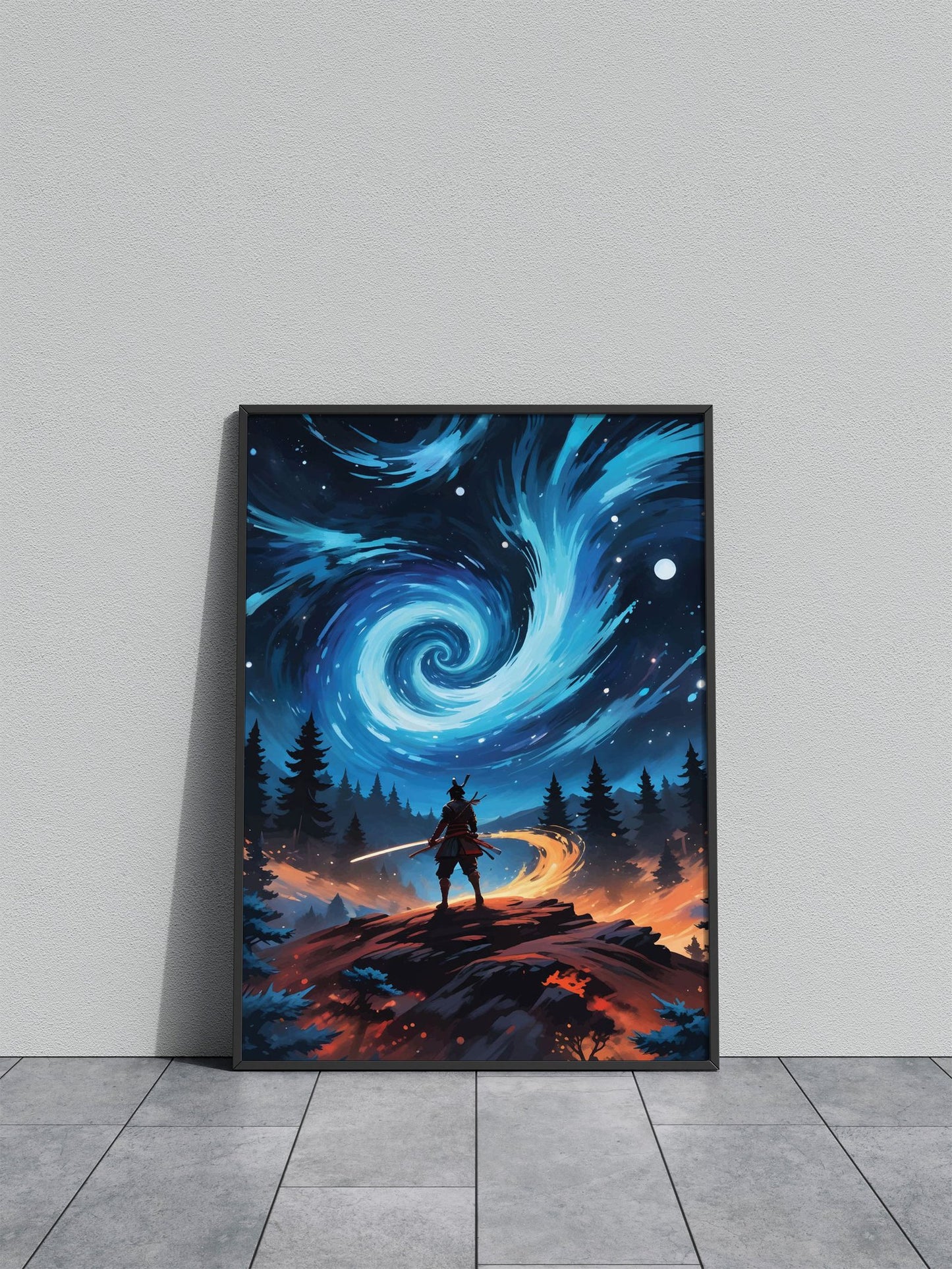 Samurai Starry Night Asian Style Poster | Wall Art for Home & Office | High-Quality Print - High-Quality Visual Display