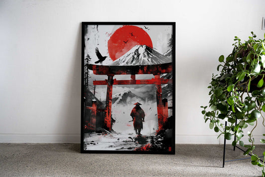 Samurai Torii Gate Fuji Asian Style Poster | Wall Art for Home & Office | High-Quality Print - High-Quality Visual Display