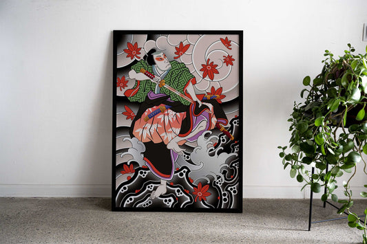 Samurai Ukiyoe Asian Style Poster | Wall Art for Home & Office | High-Quality Print - High-Quality Visual Display