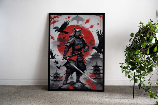 Samurai Warrior Crows Asian Style Poster | Wall Art for Home & Office | High-Quality Print - High-Quality Visual Display