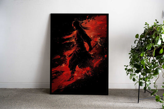 Samurai Warrior Red Black Asian Style Poster | Wall Art for Home & Office | High-Quality Print - High-Quality Visual Display