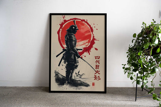 Samurai Warrior Red Asian Style Poster | Wall Art for Home & Office | High-Quality Print - High-Quality Visual Display