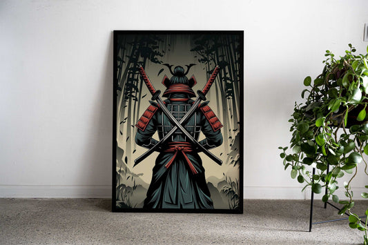 Samurai Warrior back view Asian Style Poster | Wall Art for Home & Office | High-Quality Print - High-Quality Visual Display