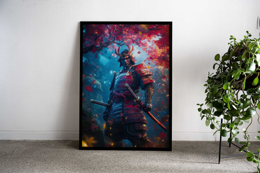 Samurai Warrior in Autumn Asian Style Poster | Wall Art for Home & Office | High-Quality Print - High-Quality Visual Display