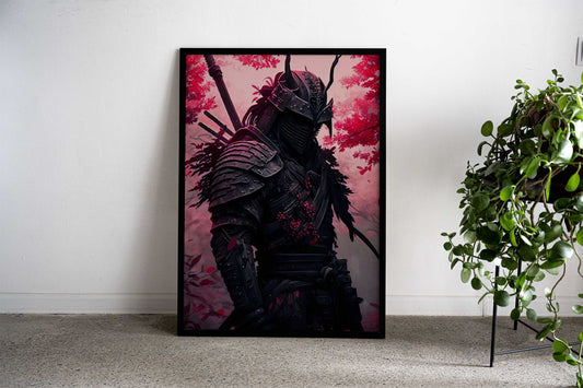 Samurai Warrior in Red Asian Style Poster | Wall Art for Home & Office | High-Quality Print - High-Quality Visual Display