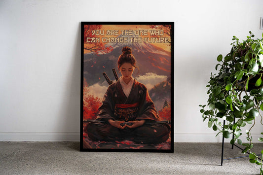 Samurai Woman Meditation Asian Style Poster | Wall Art for Home & Office | High-Quality Print - High-Quality Visual Display