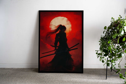 Samurai Woman Silhouette Asian Style Poster | Wall Art for Home & Office | High-Quality Print - High-Quality Visual Display