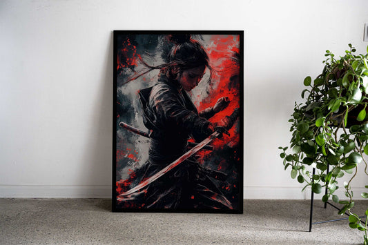 Samurai Woman with Katana Asian Style Poster | Wall Art for Home & Office | High-Quality Print - High-Quality Visual Display