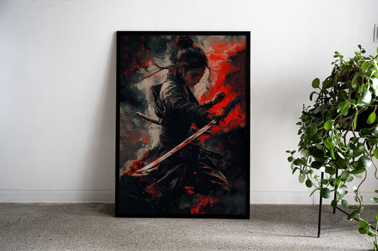 Samurai Woman with Sword Asian Style Poster | Wall Art for Home & Office | High-Quality Print - High-Quality Visual Display