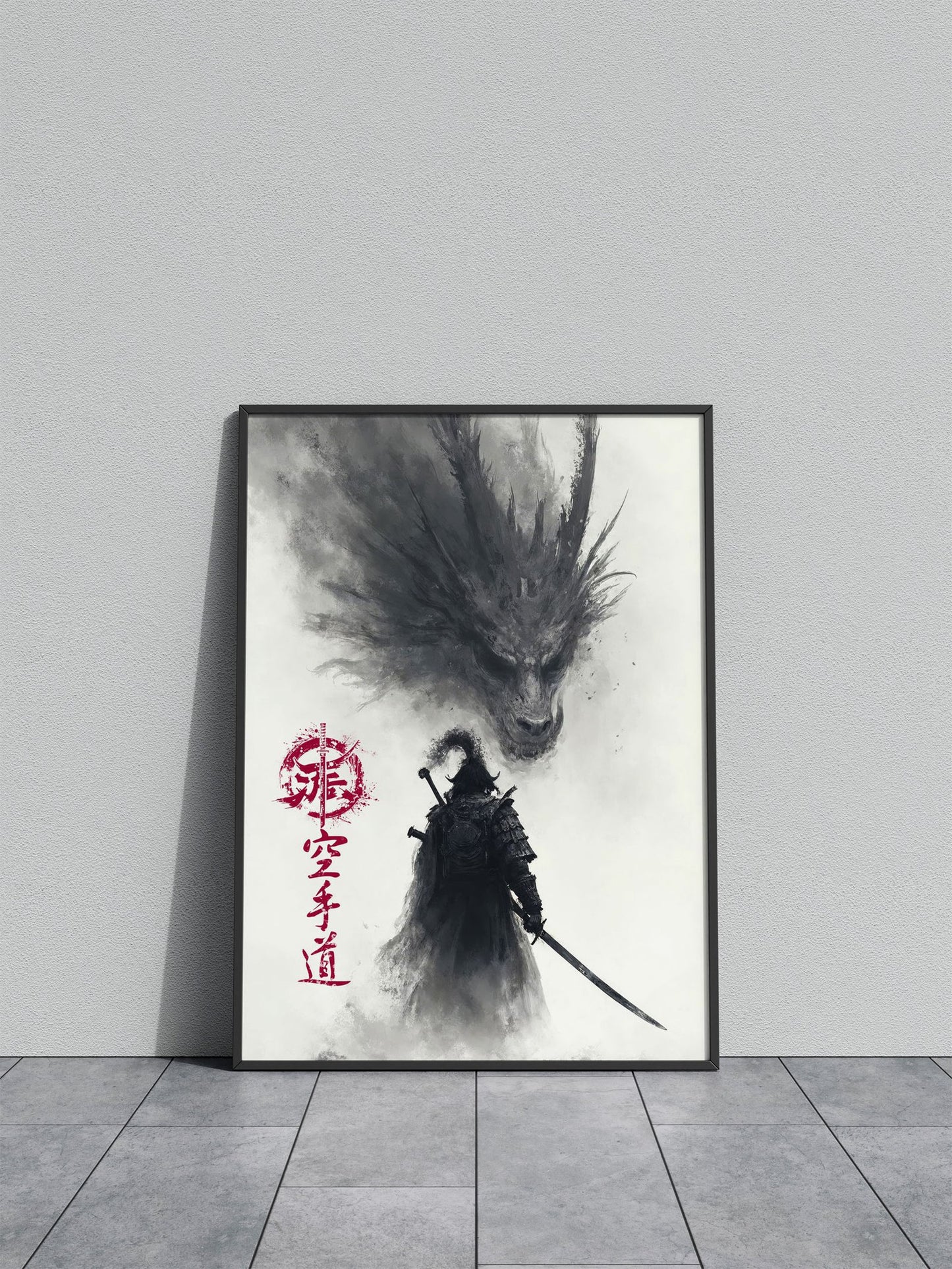 Samurai dragon shadow dark Asian Style Poster | Wall Art for Home & Office | High-Quality Print - High-Quality Visual Display
