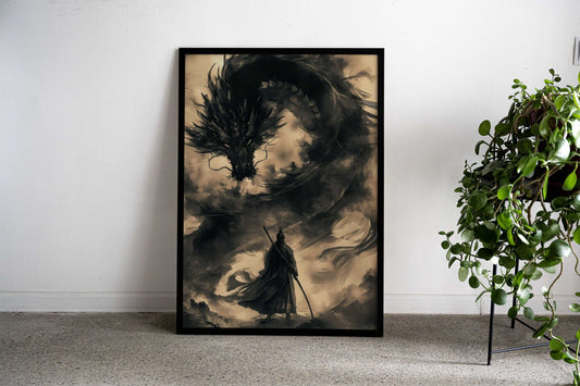 Samurai dragon vintage Asian Style Poster | Wall Art for Home & Office | High-Quality Print - High-Quality Visual Display