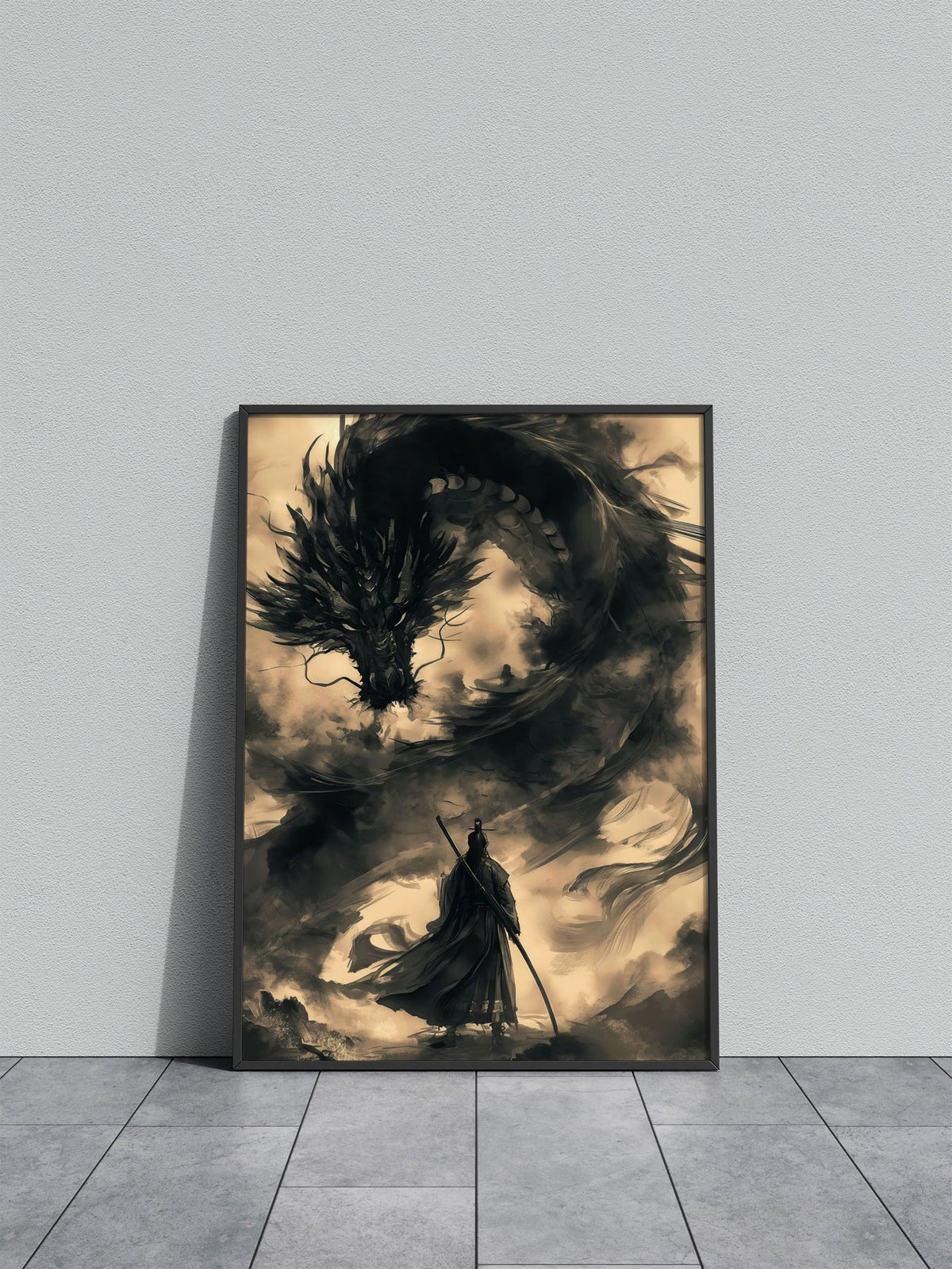 Samurai dragon vintage Asian Style Poster | Wall Art for Home & Office | High-Quality Print - High-Quality Visual Display
