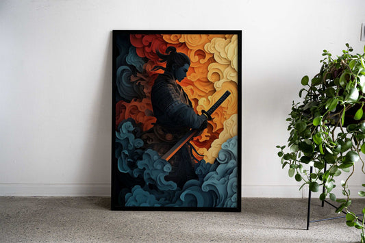 Samurai in Clouds Asian Style Poster | Wall Art for Home & Office | High-Quality Print - High-Quality Visual Display