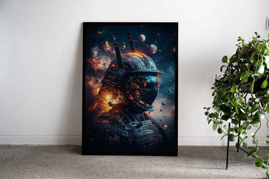 Samurai in Space Asian Style Poster | Wall Art for Home & Office | High-Quality Print - High-Quality Visual Display