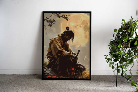 Samurai moon shadow Asian Style Poster | Wall Art for Home & Office | High-Quality Print - High-Quality Visual Display
