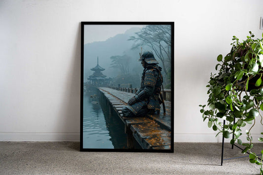 Samurai on Bridge Asian Style Poster | Wall Art for Home & Office | High-Quality Print - High-Quality Visual Display