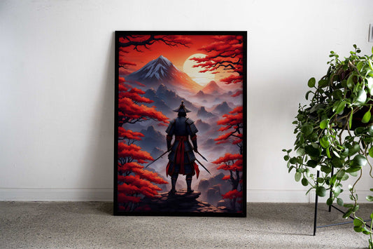 Samurai watching sunset Asian Style Poster | Wall Art for Home & Office | High-Quality Print - High-Quality Visual Display