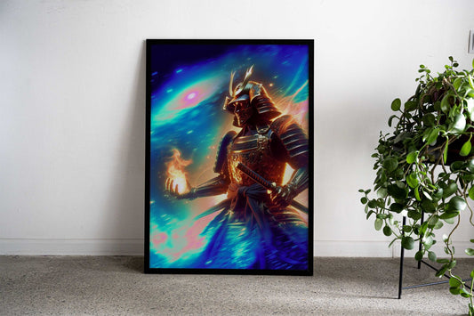 Samurai with Fireball Asian Style Poster | Wall Art for Home & Office | High-Quality Print - High-Quality Visual Display