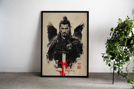 Samurai with Wings Asian Style Poster | Wall Art for Home & Office | High-Quality Print - High-Quality Visual Display