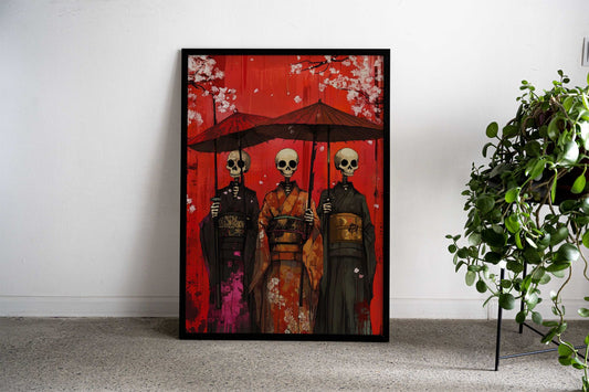Skeletal Geishas Asian Style Poster | Wall Art for Home & Office | High-Quality Print - High-Quality Visual Display
