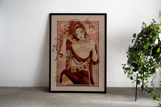 Snake Woman Art Deco Asian Style Poster | Wall Art for Home & Office | High-Quality Print - High-Quality Visual Display