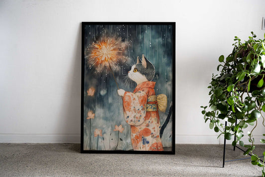 Sparks in the Rain Asian Style Poster | Wall Art for Home & Office | High-Quality Print - High-Quality Visual Display