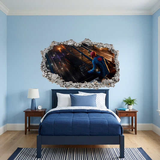 Spider-Man Marvel Superhero Smashed Brick Decal 3D Wall Hole Decal 264