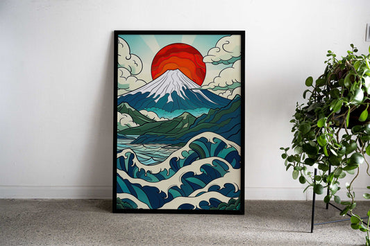 Spirit of Japan Mt Fuji Asian Style Poster | Wall Art for Home & Office | High-Quality Print - High-Quality Visual Display