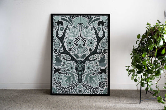 Stag skull Folk art Asian Style Poster | Wall Art for Home & Office | High-Quality Print - High-Quality Visual Display