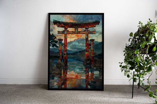 Stained Glass Torii Gate Asian Style Poster | Wall Art for Home & Office | High-Quality Print - High-Quality Visual Display