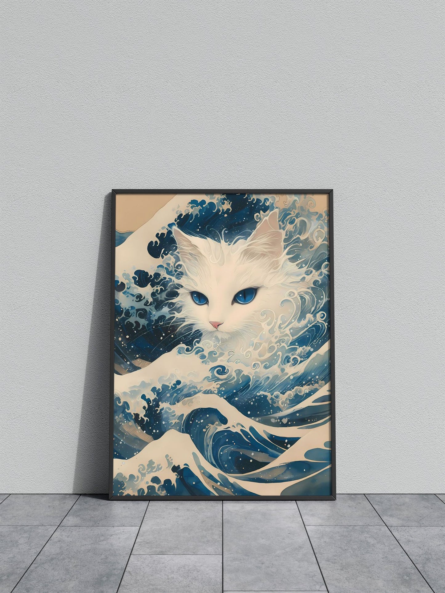 Starry Wave Cat Asian Style Poster | Wall Art for Home & Office | High-Quality Print - High-Quality Visual Display