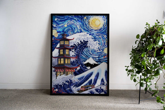 Stary Wave RubyArt Asian Style Poster | Wall Art for Home & Office | High-Quality Print - High-Quality Visual Display