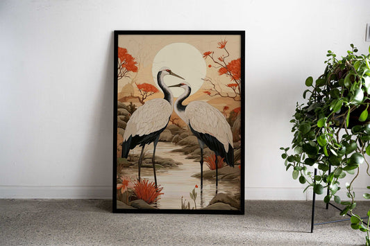 Stork Wild Asian Style Poster | Wall Art for Home & Office | High-Quality Print - High-Quality Visual Display