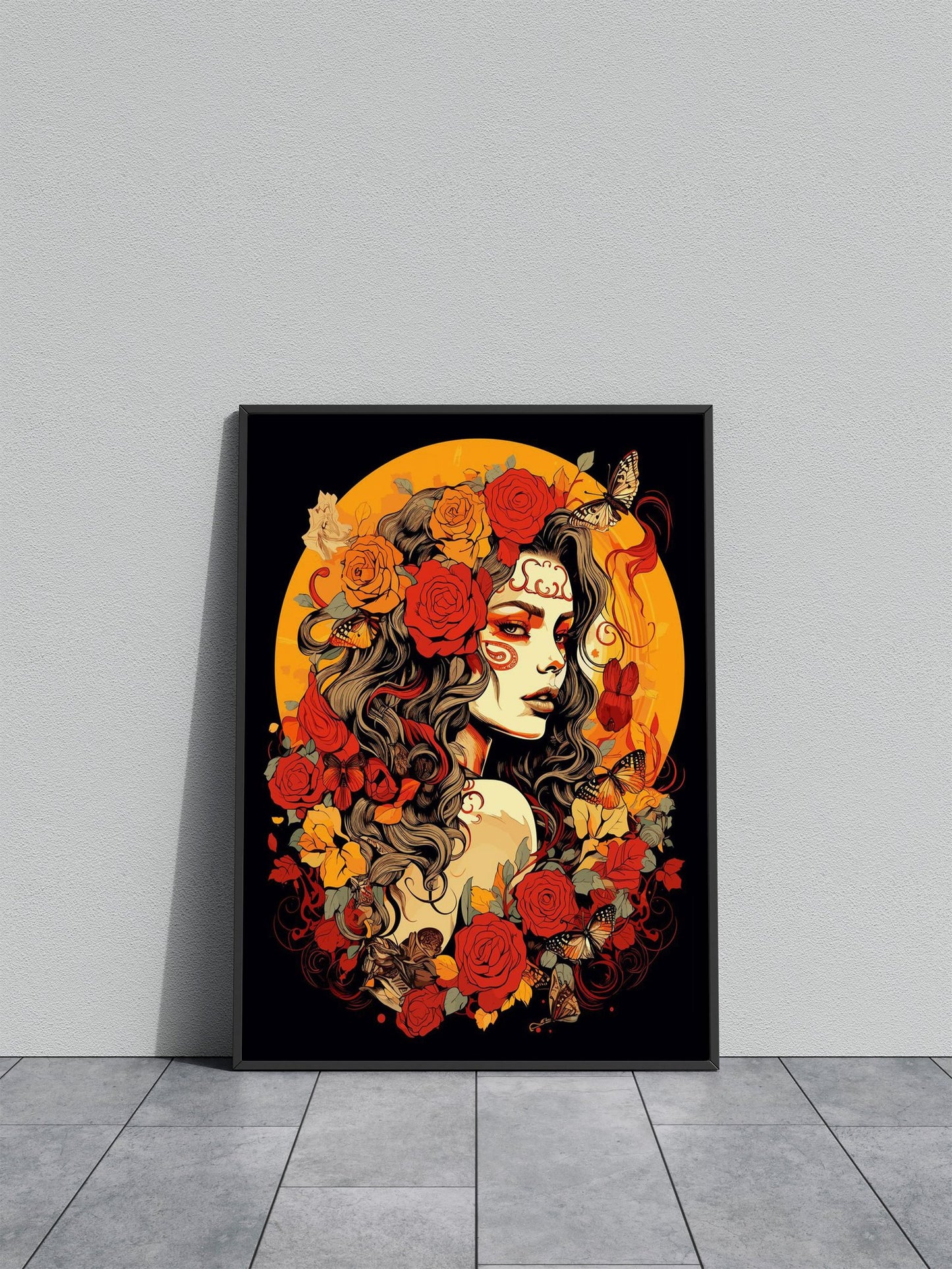 Sugar Skull Mexican Art Asian Style Poster | Wall Art for Home & Office | High-Quality Print