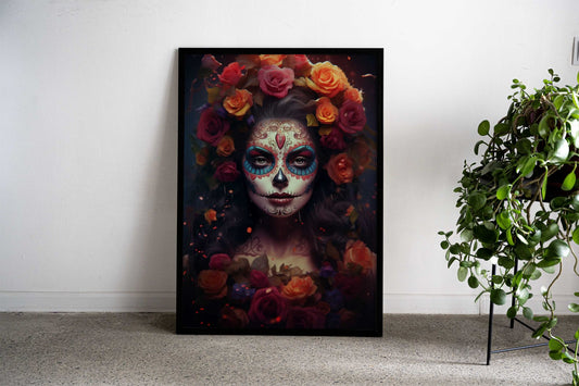 Sugar Skull Woman Asian Style Poster | Wall Art for Home & Office | High-Quality Print - High-Quality Visual Display