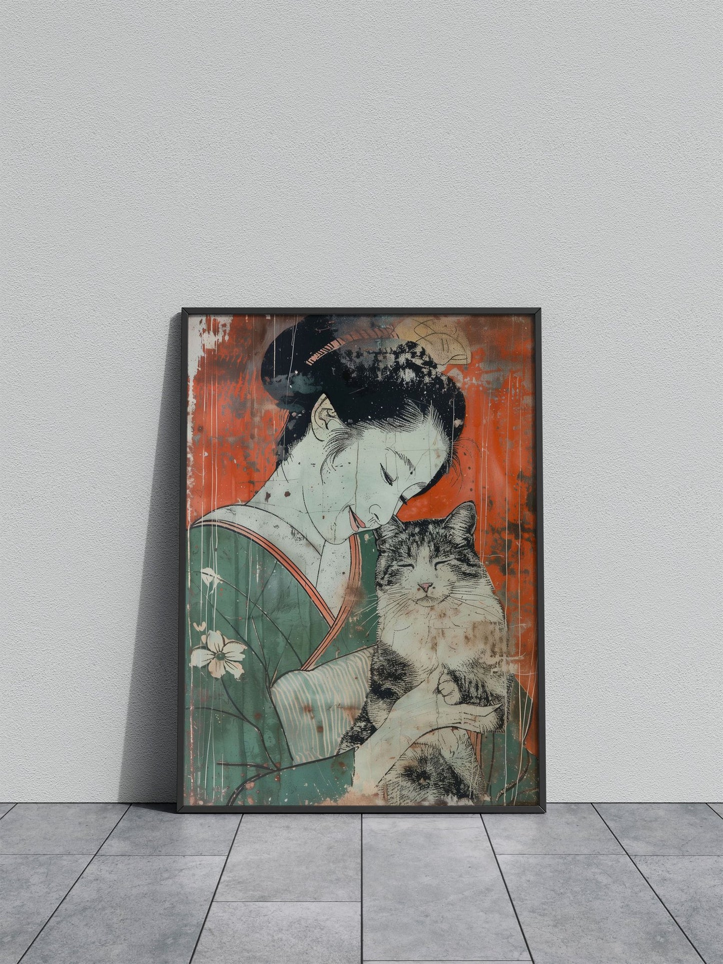 Suki with a cat Asian Style Poster | Wall Art for Home & Office | High-Quality Print - High-Quality Visual Display