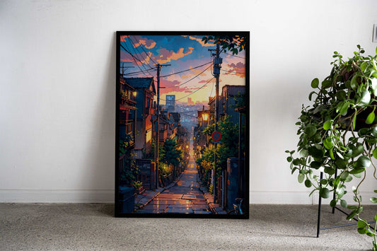 Sunset City Asian Style Poster | Wall Art for Home & Office | High-Quality Print - High-Quality Visual Display