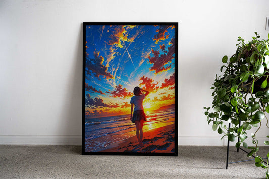 Sunset Girl Asian Style Poster | Wall Art for Home & Office | High-Quality Print - High-Quality Visual Display