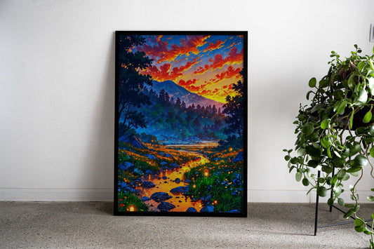 Sunset the nature Asian Style Poster | Wall Art for Home & Office | High-Quality Print - High-Quality Visual Display