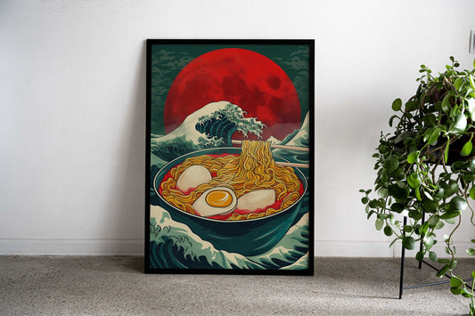 Surfing the Noodle Wave Asian Style Poster | Wall Art for Home & Office | High-Quality Print - High-Quality Visual Display