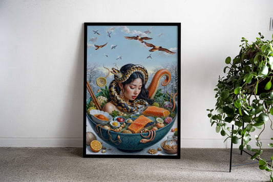 Surrealism Ramen Girl Asian Style Poster | Wall Art for Home & Office | High-Quality Print - High-Quality Visual Display