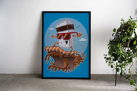 Sushi Surfer Asian Style Poster | Wall Art for Home & Office | High-Quality Print - High-Quality Visual Display