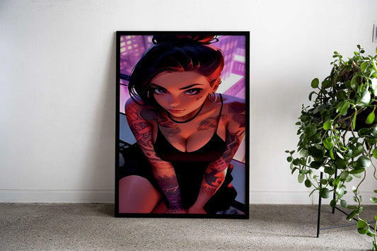 Tattooed Anime Girl Asian Style Poster | Wall Art for Home & Office | High-Quality Print - High-Quality Visual Display