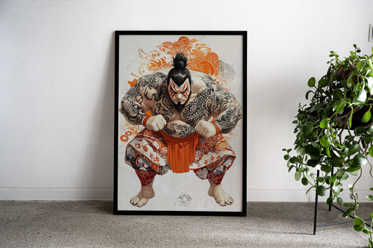 Tattooed Sumo Wrestler Asian Style Poster | Wall Art for Home & Office | High-Quality Print - High-Quality Visual Display