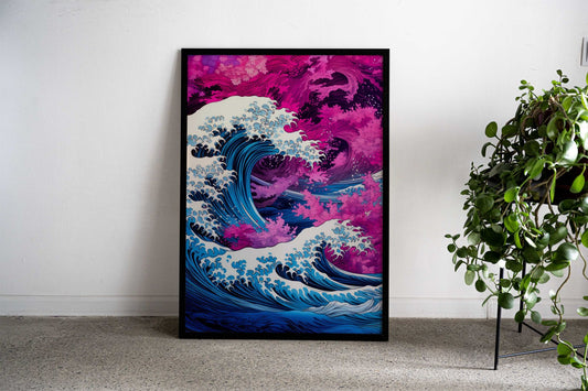 Teal Crests and Pink Hues Asian Style Poster | Wall Art for Home & Office | High-Quality Print - High-Quality Visual Display
