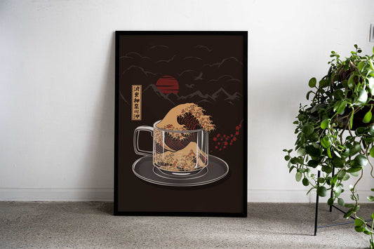 The Great Wave of Coffee Asian Style Poster | Wall Art for Home & Office | High-Quality Print - High-Quality Visual Display