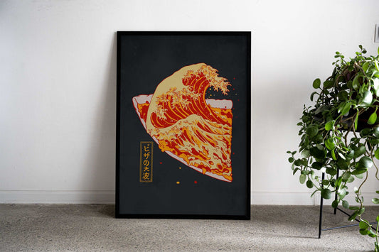 The Great Wave of Pizza Asian Style Poster | Wall Art for Home & Office | High-Quality Print - High-Quality Visual Display