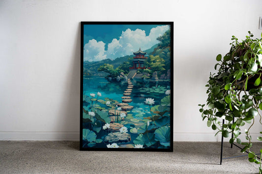The Temple Asian Style Poster | Wall Art for Home & Office | High-Quality Print - High-Quality Visual Display