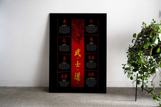 The Virtues of Bushido Asian Style Poster | Wall Art for Home & Office | High-Quality Print - High-Quality Visual Display